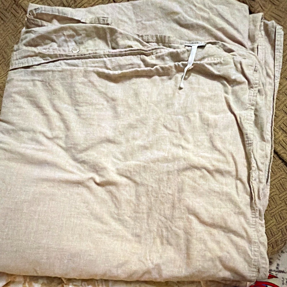 RH Heathered Cotton Cashmere Queen Duvet Cover Ivory Heather Button Closure